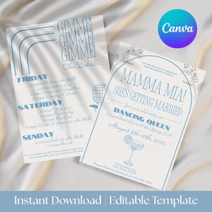 Mall för inbjudan till Mamma Mia Bachelorette-reseplan (digital nedladdning)