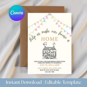Housewarming party invitation, Make this house a home, housewarming party, Editable Housewarming invite, Digital download, Canva template