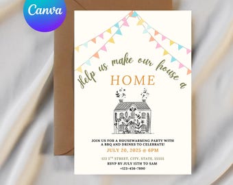 Editable Housewarming Party Invitation, Canva Template (Digital Download)