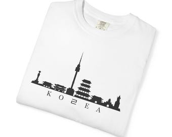 Black Korea Skyline T-Shirt | Minimal K-Fashion Streetwear