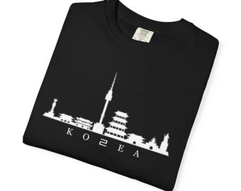 White Korea Skyline T-Shirt | Minimal K-Fashion Streetwear