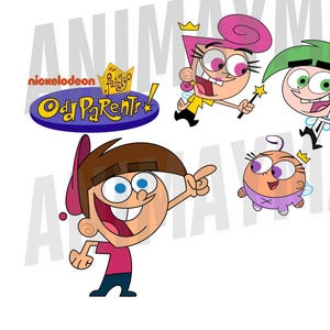 Fairly Oddparents 20+ plików PNG jpg DOC pdf plik pakiet Projekty do projektów. Natychmiastowe pobieranie kreskówka lata 90.