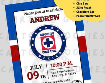 Cruz Azul Birthday Invitation Futból Cumpleaños Liga Mexico (Descarga Digital)