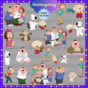 Family Guy 50+ files PNG  JPG pdf file bundle Designs for Projects. Instant Download cartoon 90’s