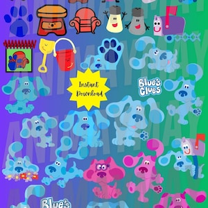 Blues Clues-bundelbestanden PNG JPG PDF Doc-bestand Designs for Projects. Cartoon jaren 90-clipart direct downloaden