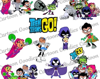 Go Teenage Titans PNG JPG PDF Cartoon Digital File Bundle . Instant Download. Clipart Birthday.