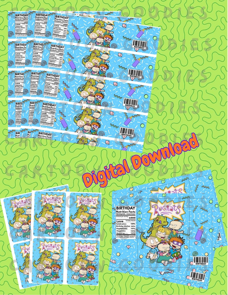Rugrats Invitation Birthday Label Templates Clipart Bundle: Cartoon ...