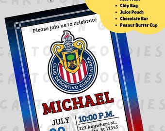 Chivas de Guadalajara Invitación Cumpleaños Fútbol Bundle  (Invitation Birthday Templates)