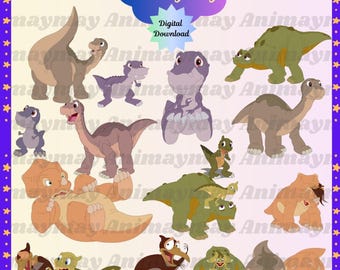 Land Before Time Clipart Bundle: Cartoon Characters (JPG, PDF, PNG) (Digital Download)
