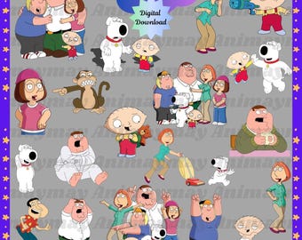 Family Guy Clipart Bundle: 50+ PNG JPG PDF Files (Digital Download)