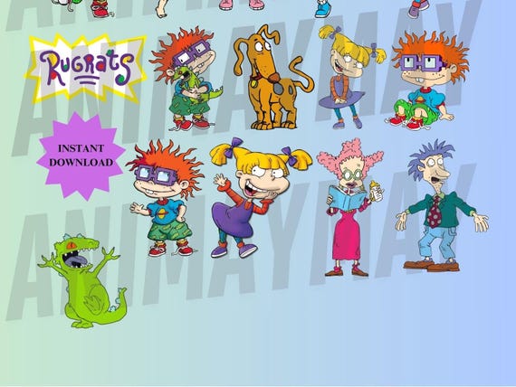 Rugrats Bundle 26 files  JPG PDF PNG Doc. Cartoon Characters for Projects Instant download clipart