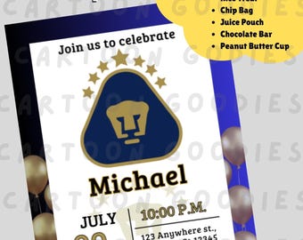 Puma UNAM Invitación Cumpleaños Fútbol Template Bundle (Digital Download)