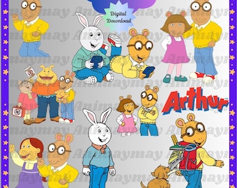 Paquete de imágenes prediseñadas de Arthur: diseños escolares de los 90 (PNG, JPG, PDF)
