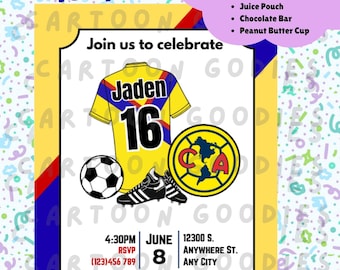 Club America Aguilas Invitación Cumpleaños Fútbol Template Soccer Logo Bundle