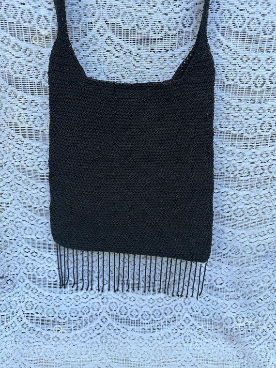 Black Crochet Beaded Bag