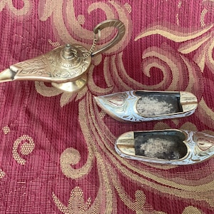 Brass Mini Samovar and Ashtray Incense Shoes