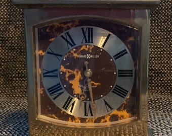 Howard Miller Quartz Carriage Clock Burl Look Roman Numerals