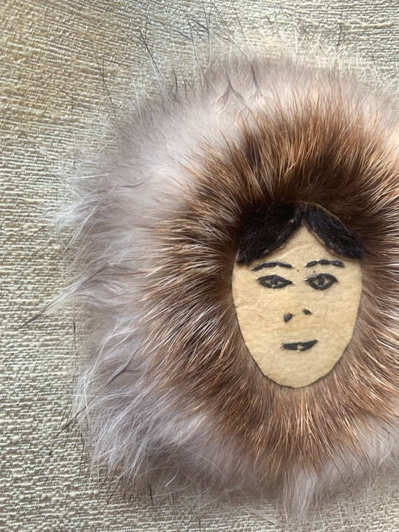 Eskimo Inuit Pin Real Fur - image 6