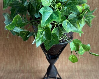 Copper Flashed Pottery in Wire Wrapped Stand