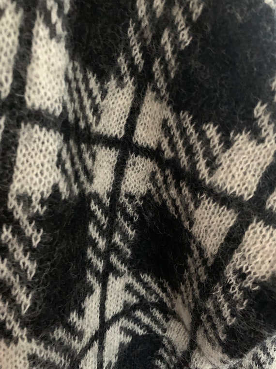 Sweater Mohair Black White Plaid Turtleneck - image 4