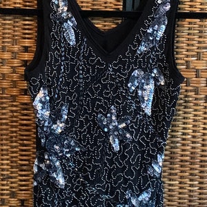 Sheer Beaded Sequin Tank Top may be Papelle