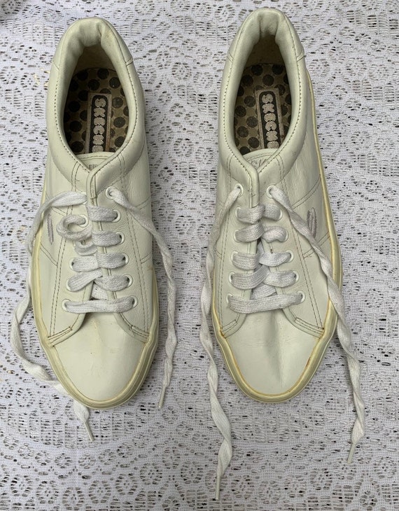Skechers White Leather Tennis Shoes/ Size 10 US | Etsy