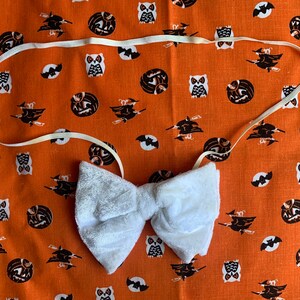 Bow Tie White Crushed Velvet Vintage Halloween Costume