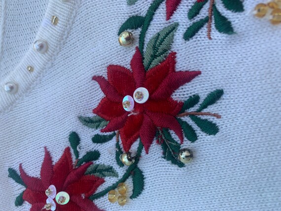 Christmas Sweater Poinsettia Cardigan - image 4