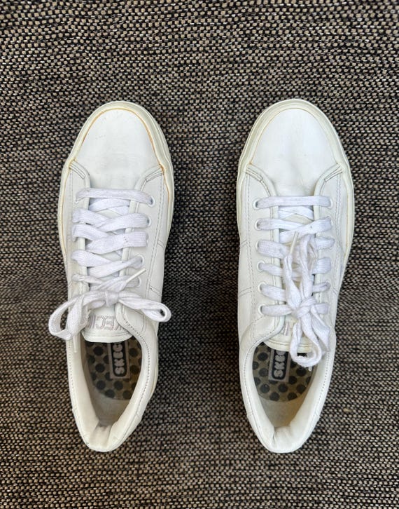 Mens white leather skechers sale