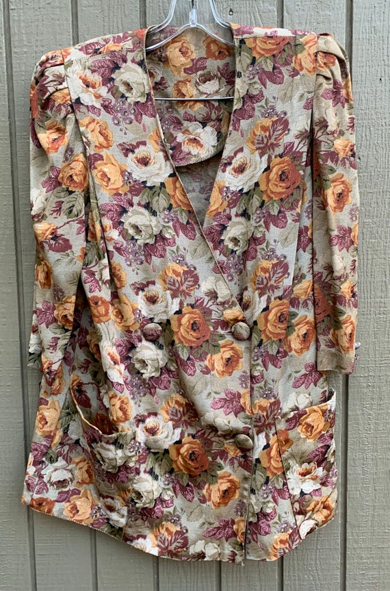 Flowered Suit Long Jacket Flounced Skirt