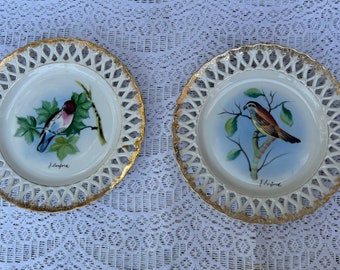 Hand Painted Birds Wall Plates Signed J Sanford