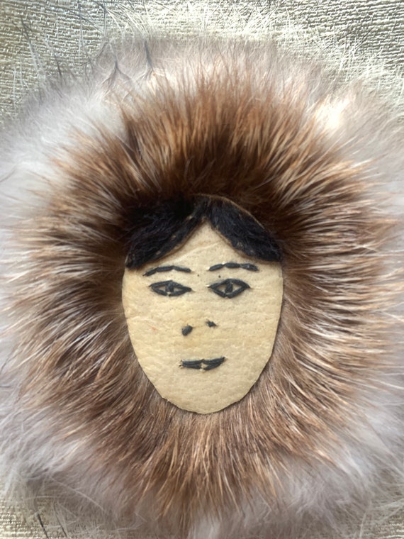 Eskimo Inuit Pin Real Fur - image 4
