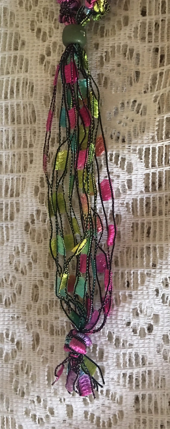 Necklace Handmade Crocheted Ribbon