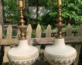 Lamps MCM Urn Style Porcelain Brass