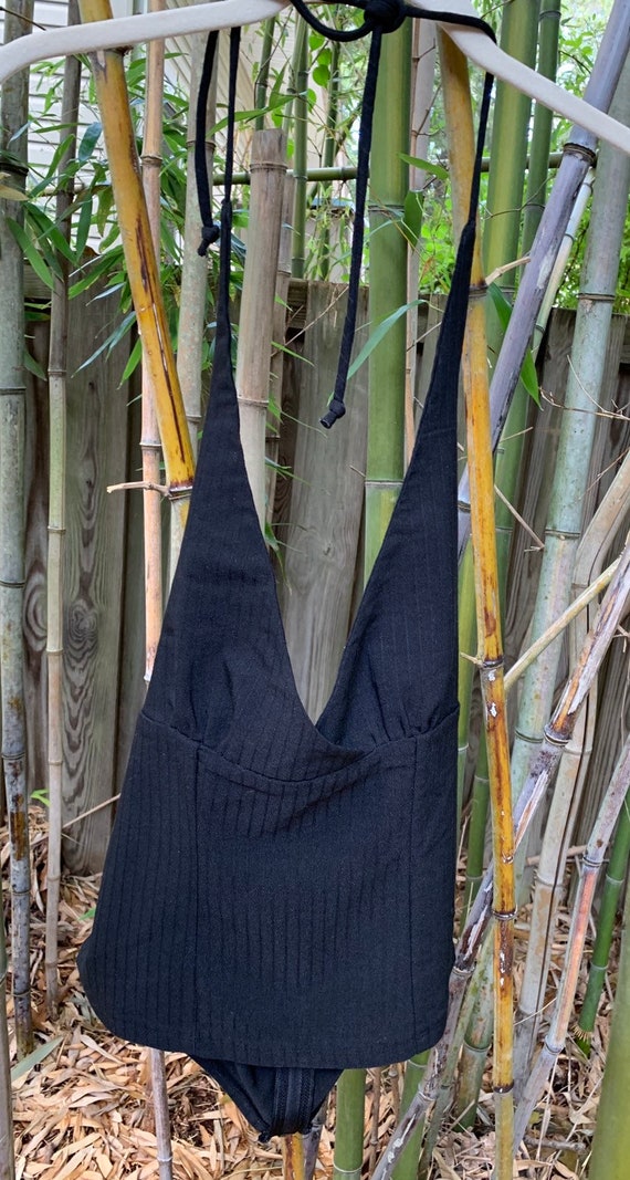 Halter Top RVRS Reverse Jeans Black Spandex / Size M/ FREE - Etsy 【超歓迎】 reversal ジーンズ Mサイズ デニム/ジーンズ