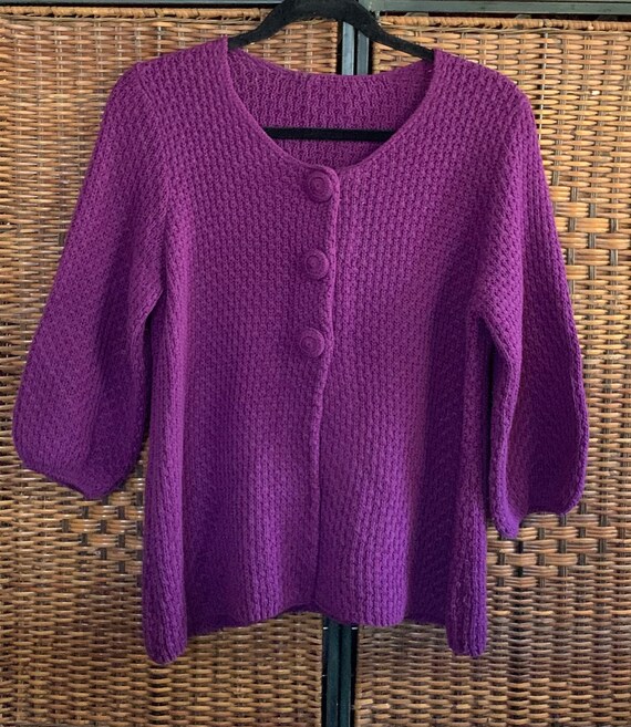 Sweater Purple Button Front Midriff