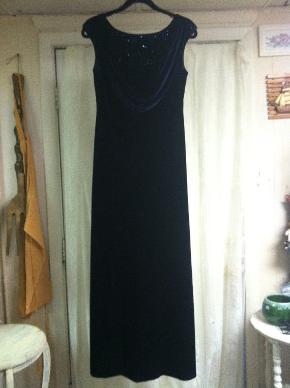 J R Nites Midnight Blue Velour Dress Size 8