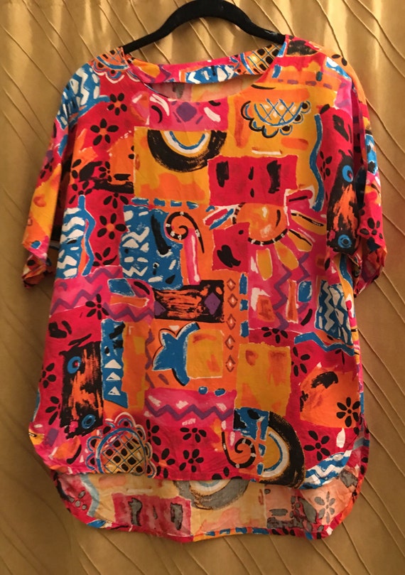 Blouse Bright Abstract HiLo Rayon - image 1