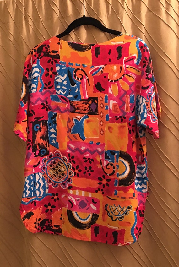 Blouse Bright Abstract HiLo Rayon - image 2