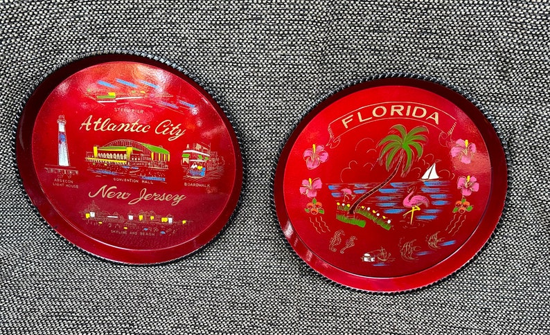 Two Plastic Souvenir Trays Atlantic City Florida image 1