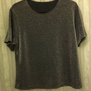 Bling T Silver Black Glitter Size M