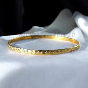 Handmade Hammered Gold Bangle Bracelet | Dainty Gold Plated Cuff Bangle | Handmade Textured Jewelry for Women | Stacking Bracelet Gift