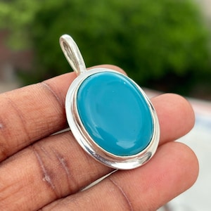Blue Turquoise Pendant, 925 Sterling Silver Pendant, Turquoise Gemstone, Handmade Pendant, Boho Jewelry, Turquoise Pendant, Woman Jewelry