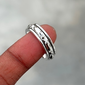925 Sterling Silver Spinner Ring, Women Spinner Ring, Handmade Ring, Fidget Silver Ring, Anxiety Ring, Meditation Ring, Worry Ring, Gift