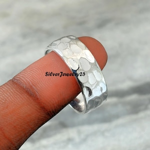 925 Sterling Silver Ring | Wide Band Hammered Ring | Statement Ring | Unique Handmade Ring | Women Silver Jewelry | Band Ring | Gift For Her