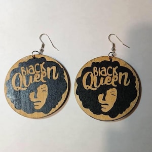 Black Queen Earrings Afrocentric Earrings Handcrafted Earrings Afro Queen Earrings Black Girl Magic Earrings