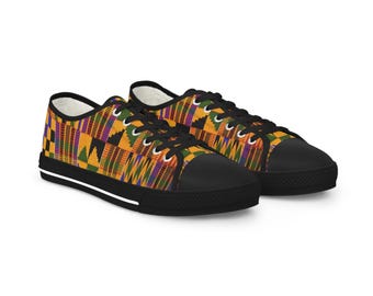 Men's African Kente Print Sneakers Low Top Sneakers