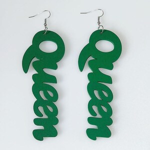 Queen Earrings Afro Queen Earrings Afrocentric Earrings Black Queen Earrings Green Earrings