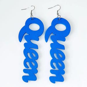 Queen Earrings Afro Queen Earrings Afrocentric Earrings Black Queen Earrings Blue Earrings