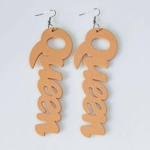 Queen Earrings Afro Queen Earrings Afrocentric Earrings Black Queen Earrings Peach Earrings